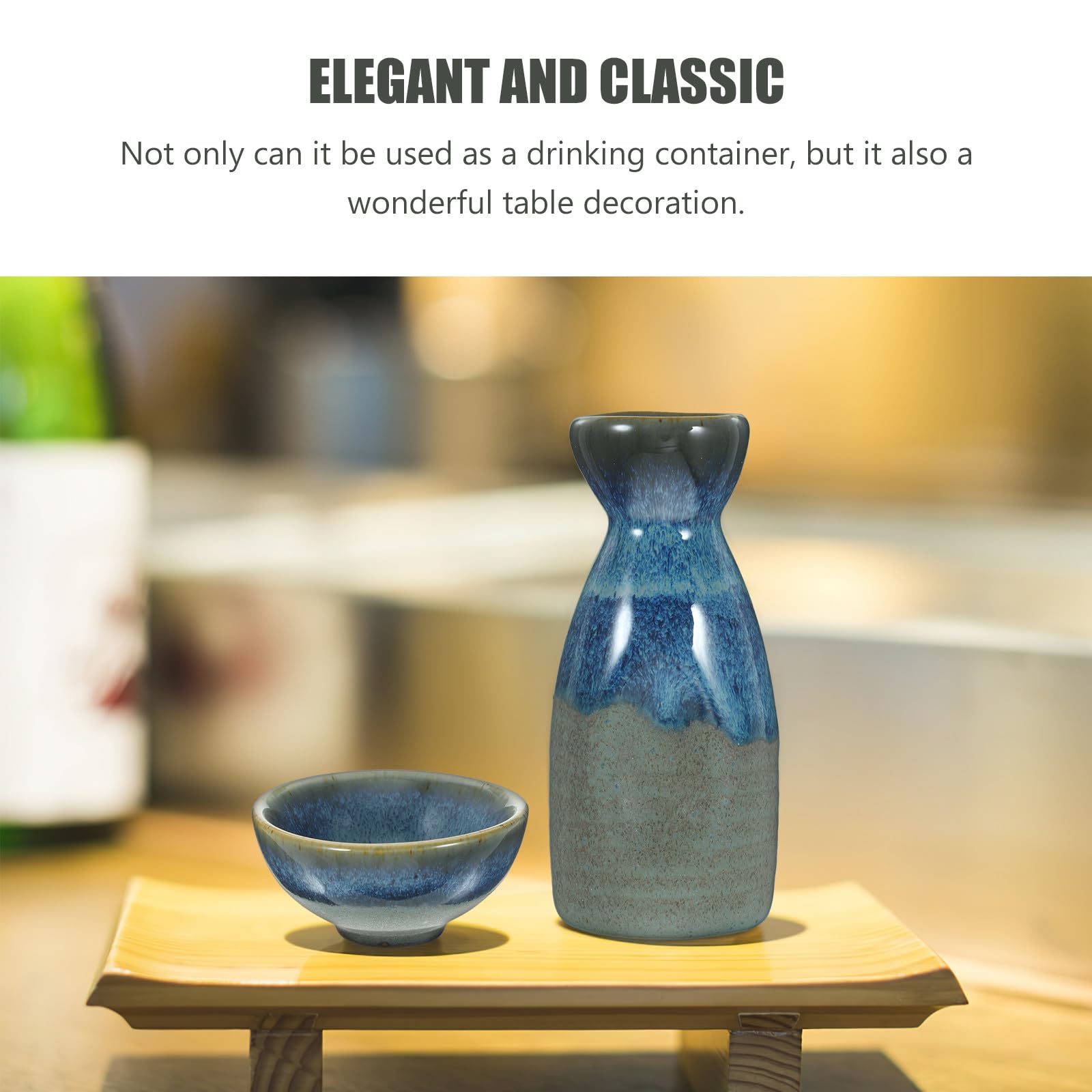 FRCOLOR Set Sake Set Giapponese in Ceramica Elegante e Classico Brocca da 130ml e Bicchierini da 40ml, Pratico per Uso Familiare e Decorazione da Tavolo