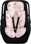 Infant Car Seat Insert Pea Pod 2-in-1 Baby Car Seat Head & Body Support for Newborn Girl Reversible 3 Layer Warm Preemie Carseat Stroller Cushion Headrest with Soft Minky Dot Fabric, Rainbow & Floral