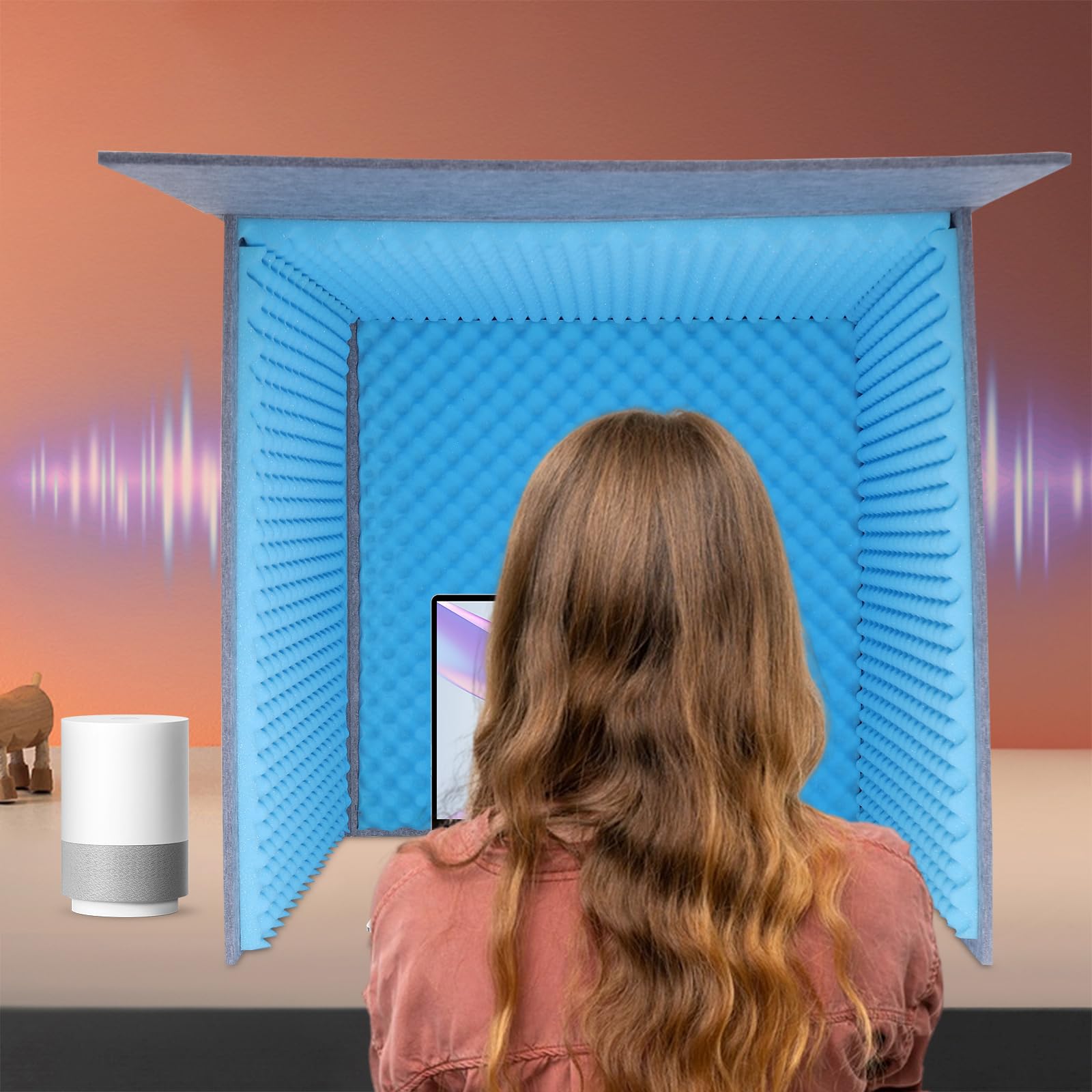 Cabina vocal, cubierta de escritorio insonorizada, 80 x 80 x 80 cm, cabina vocal portátil para estudio de grabación, oficina en casa
