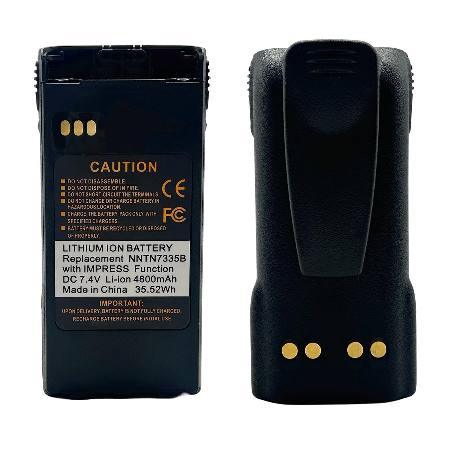 4800mAh IMPRES Compatible Battery for Motorola XTS2500 XTS1500 XTS2250 MT1500 PR1500, NNTN7335B NNTN7335A 7.4V Li-ion Smart Replacement w/Belt Clip