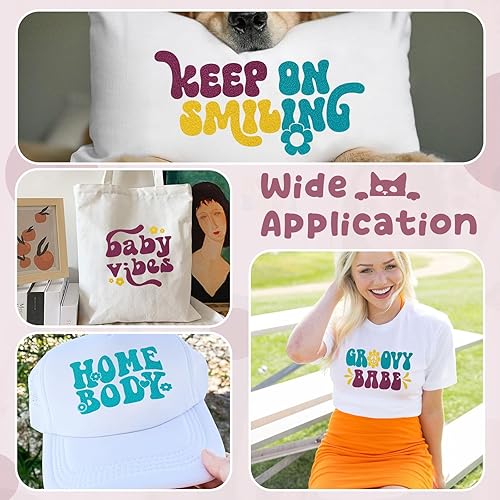 Miniatura 7 de Vinilo de transferencia de calor Flocado HTV  9 hojas de 12 x 10 pulgadas, color naranja HTV blanco flocado para planchar en vinilo naranja HTV para