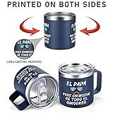 Qtencas Regalo Para Papa, Dad Gifts - El Papa Mas Chingon Del Universo 14oz Navy Blue Coffee Mug - Fathers Day Gift