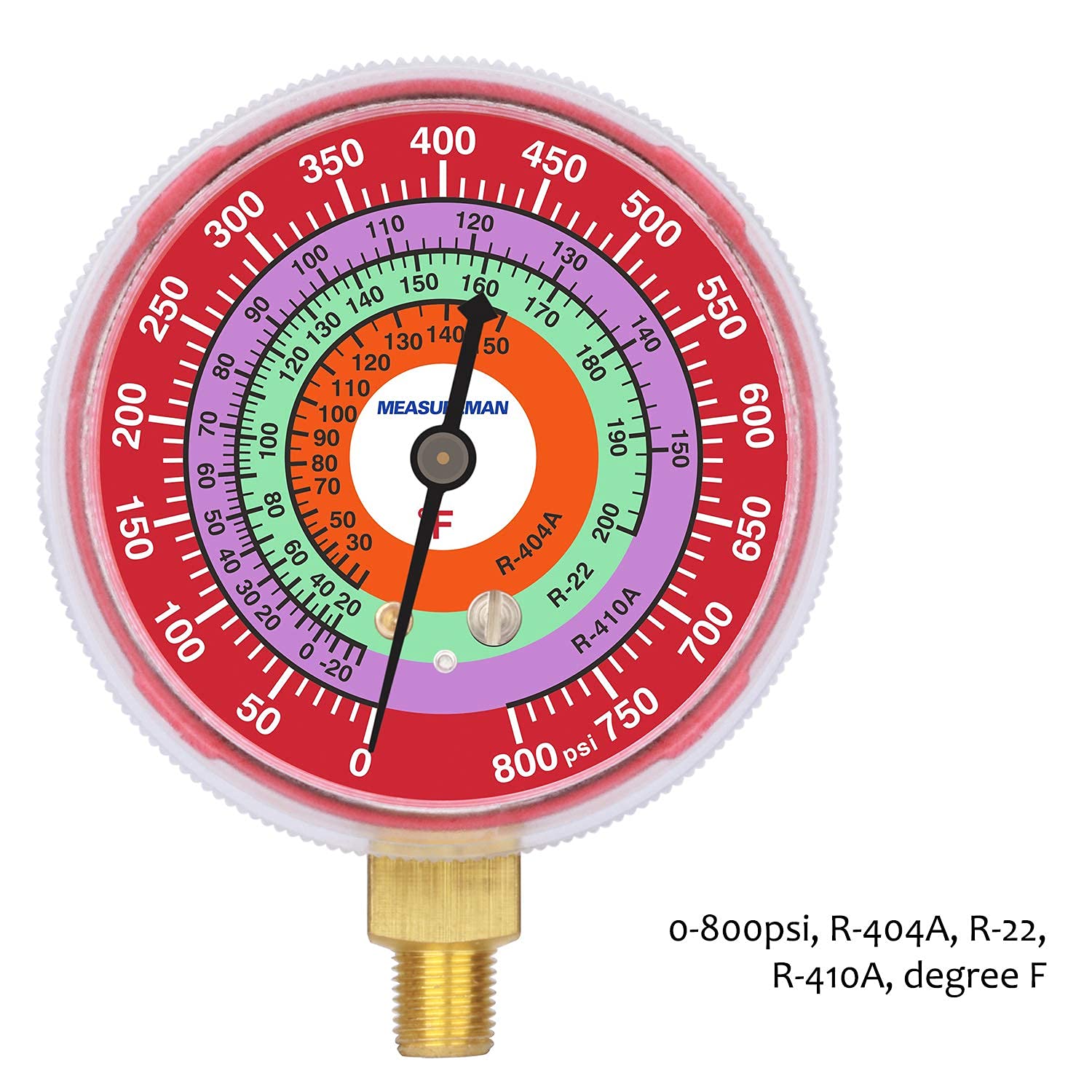 MEASUREMAN Refrigeration Pressure Gauge, 2-3/4" Dial, Blue Dial & Red Dial, 1/8" NPT Lower Mount, 30inHg-0-250psi & 0-800psi kit