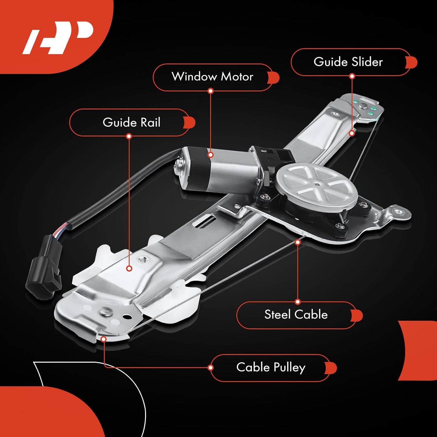 A-Premium Power Window Regulator with Motor Compatible with Pontiac G6 2005-2010 Rear Driver Side (Sedan Body Style Only)