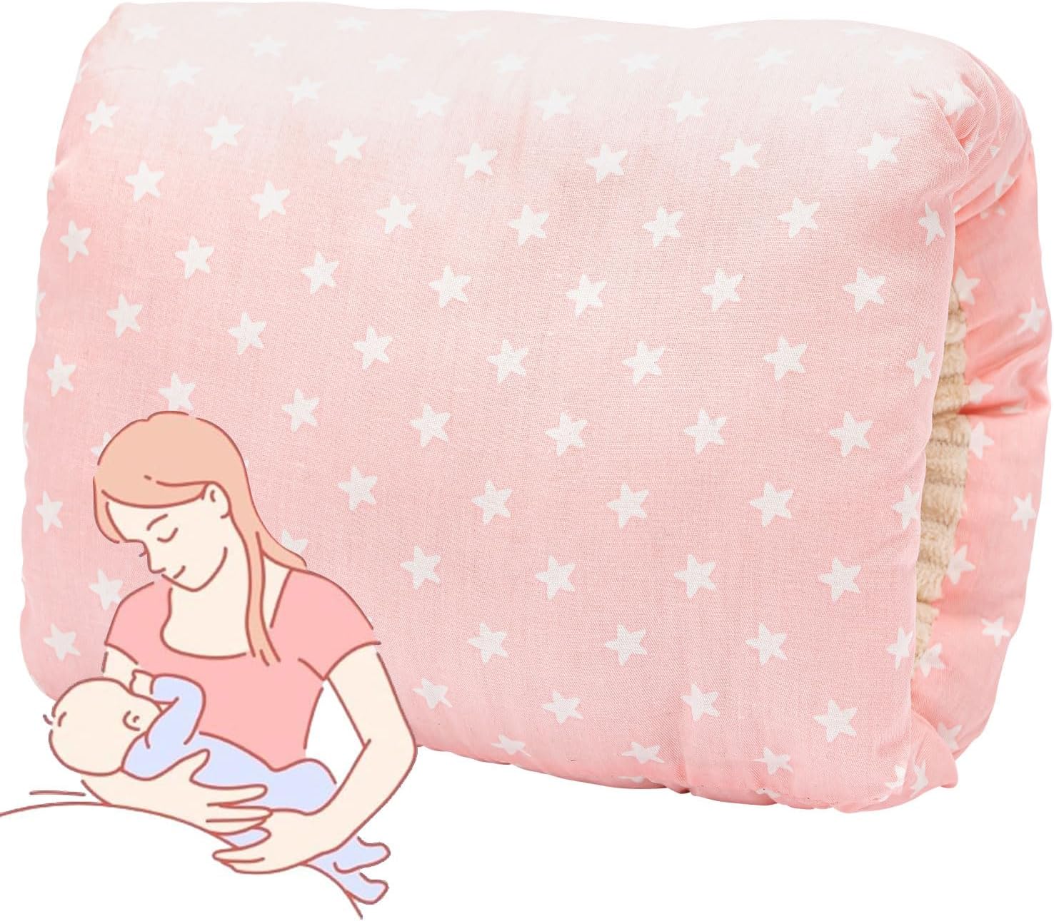 Breastfeeding Arm Pillow Cozy Cradle Arm Pillow, Breastfeeding and Bottle Feeding Head Support Pillow Soft Cotton Cozy Cradle Pillow for Travel Outdoor (PINK)