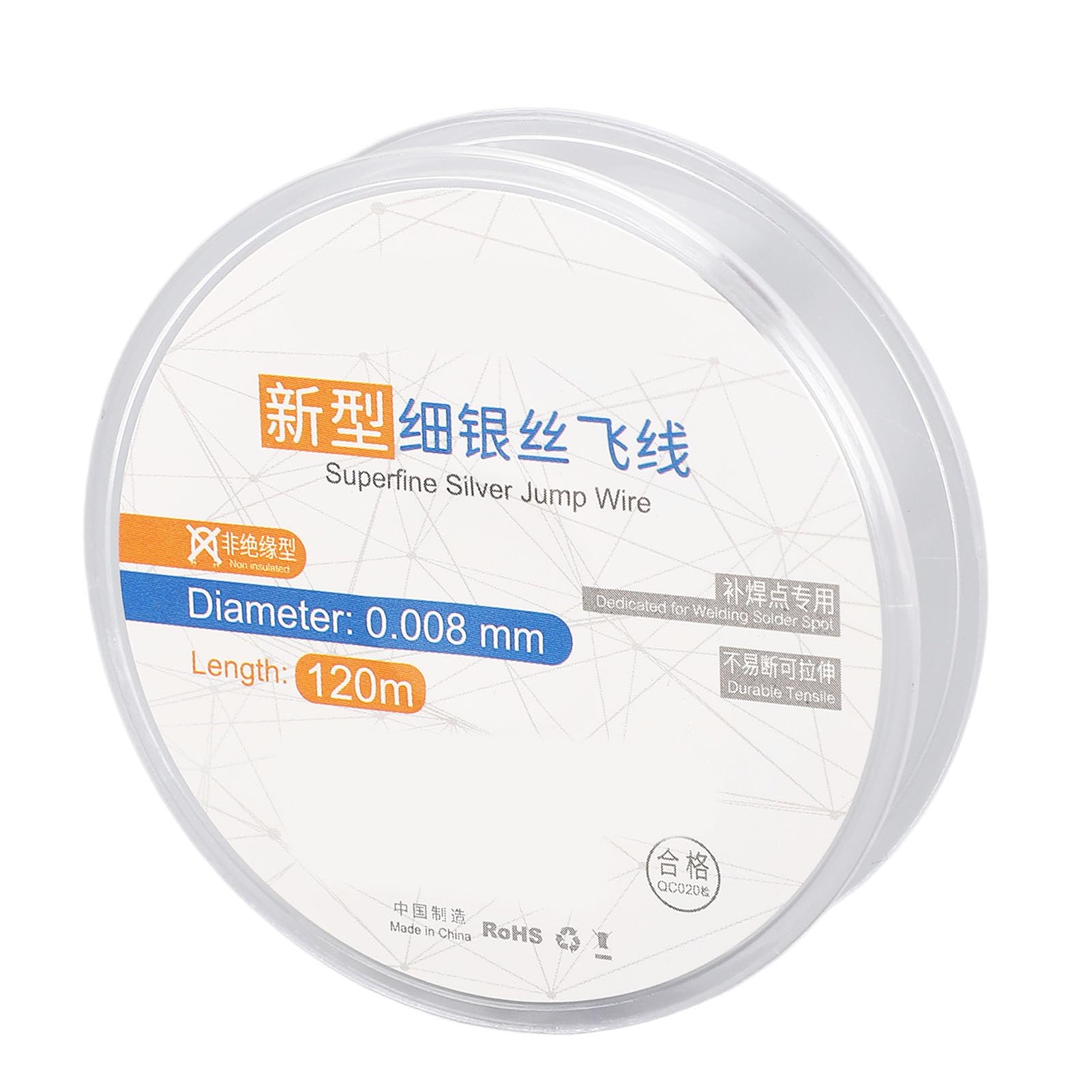 0.008mm Superfine Silver Wire 120m Length for Phone Motherboard Fingerprint Repair Small Soldering Wire for iOS BGA PCB Repair