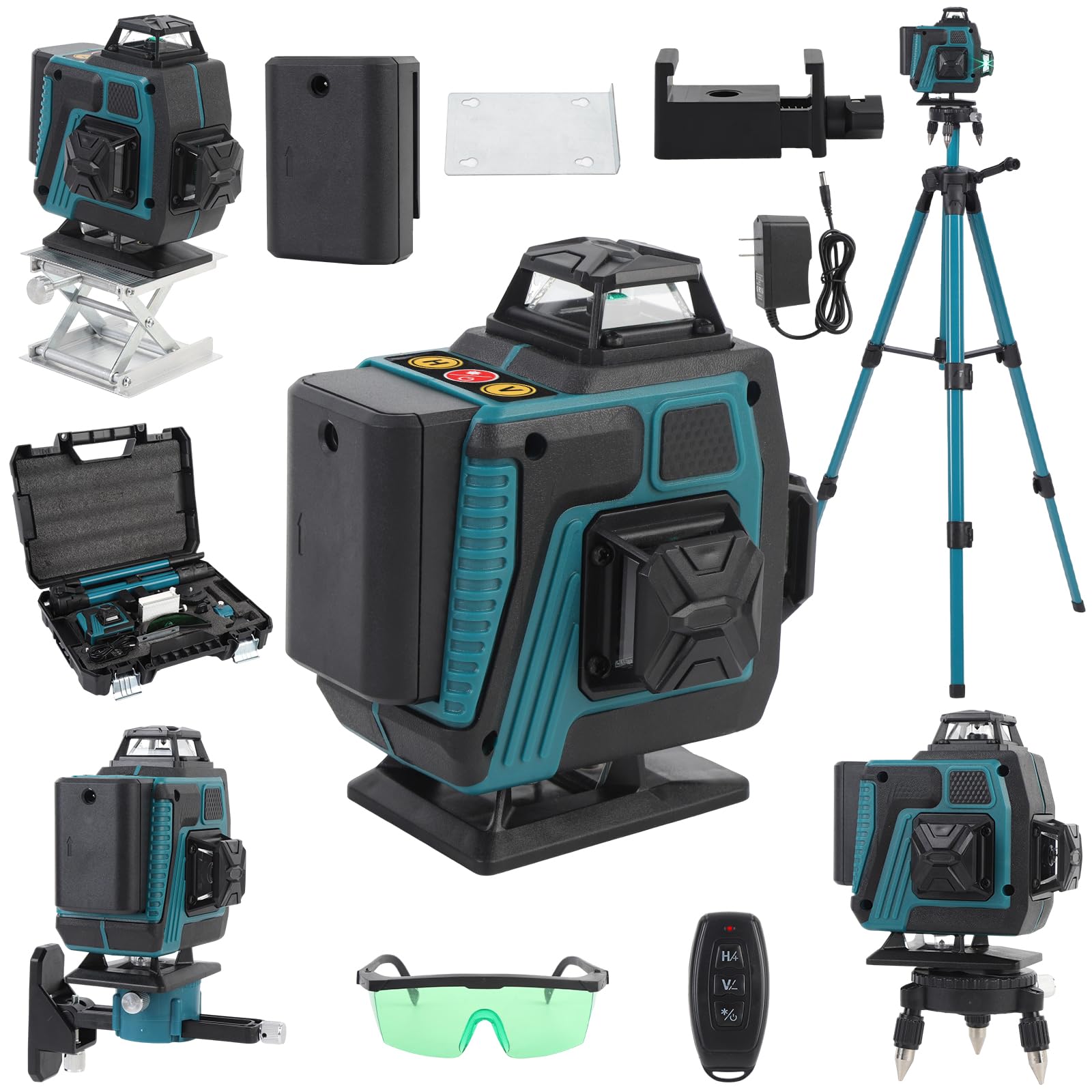 Multifunzionale 4D 16 linee laser livello 3° autolivellante macchina USB ricaricabile batteria al litio strumento di livellamento con 3 altezze regolabile in lega barra di estensione treppiede