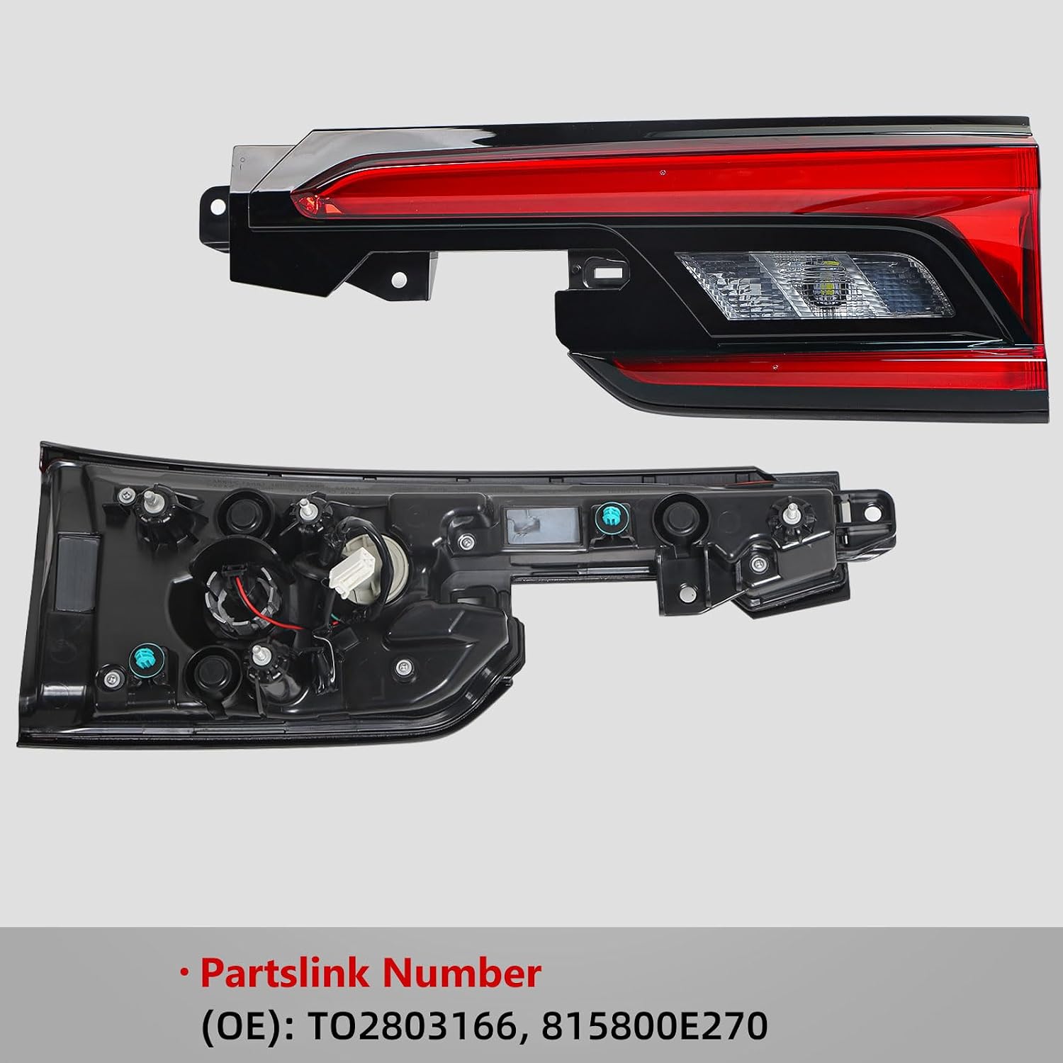 Huray Right Inner LED Tail Light Fit for Toyota Grand Highlander 2024 2025 RH Taillight Back lamp Rear Brake Lamp Assembly OE Style Replacement for TO2803166 (Passenger Side)