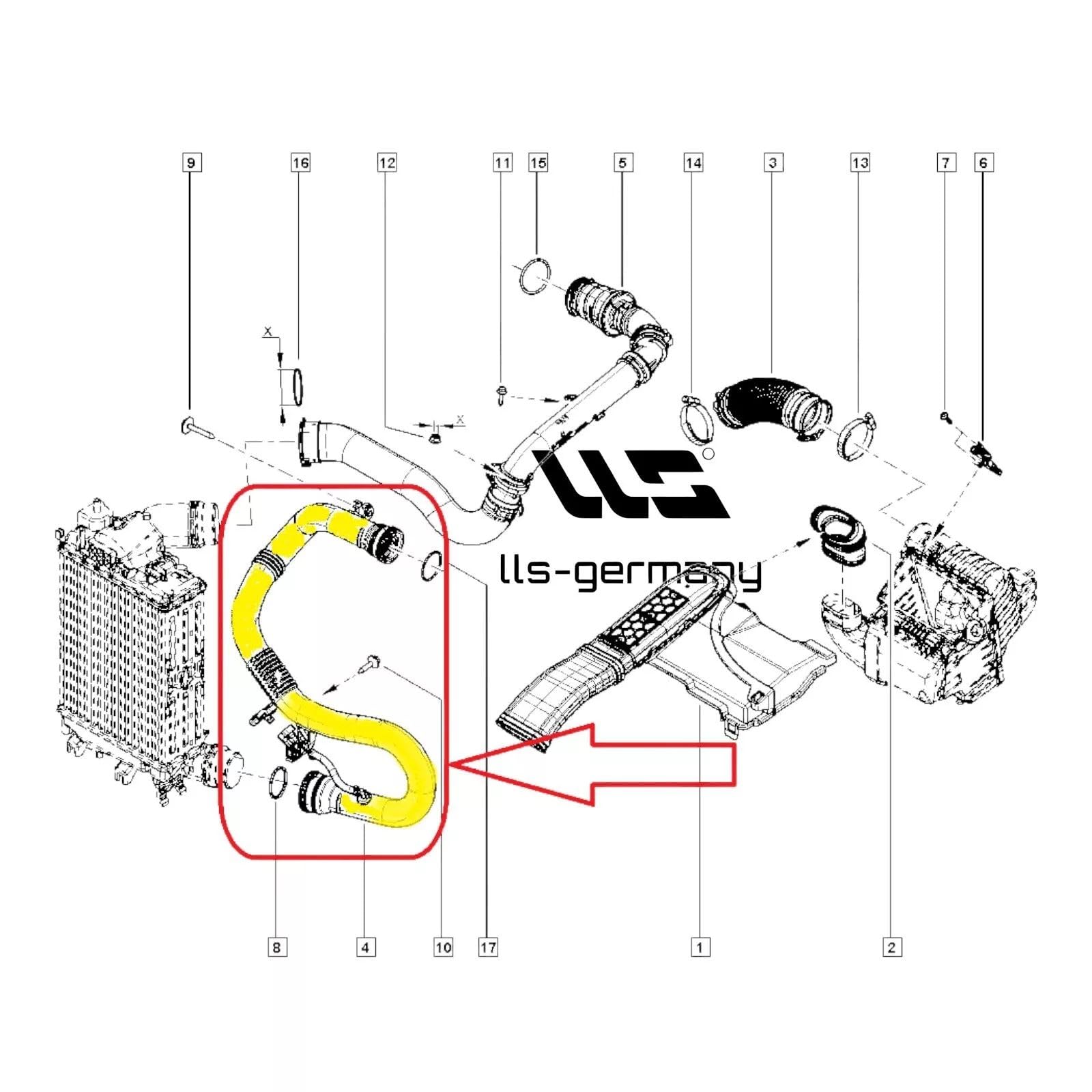 LLS-GERMANY Tubo dell'aria di carica turbo compatibile con Ren ault Espace V (JR), 1.6 dCi 130, 130 CV, 144602744R