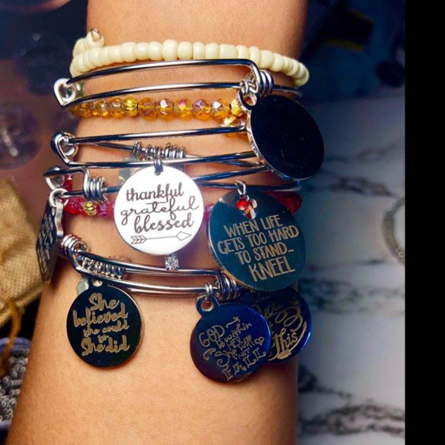 Golden Pearl 20pcs-Women's Expandable Blank Bangle Adjustable Wire Bracelet for DIY Jewelry Making Bracelets 2.6 inches(Silver) - Image 8