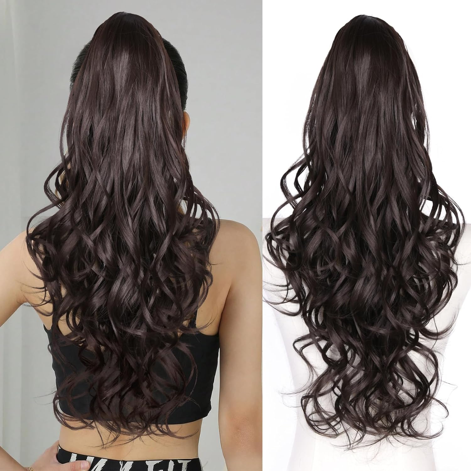 Straight Drawstring Ponytail for Black Women, 26 Inch Long Ombre Ponytail Extension, Soft Synthetic Pony Tails Hair Extensions, Hair Extensions Ponytail for Daily Use (Color: RT2/27/613#)