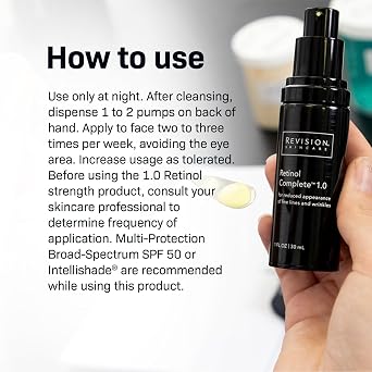 Revision Skincare Retinol Complete, brighten and smooth skin's texture, boosts skin's hydration level to combat the dryness with Retinol, reduce fine lines and wrinkles, 1 fl oz
