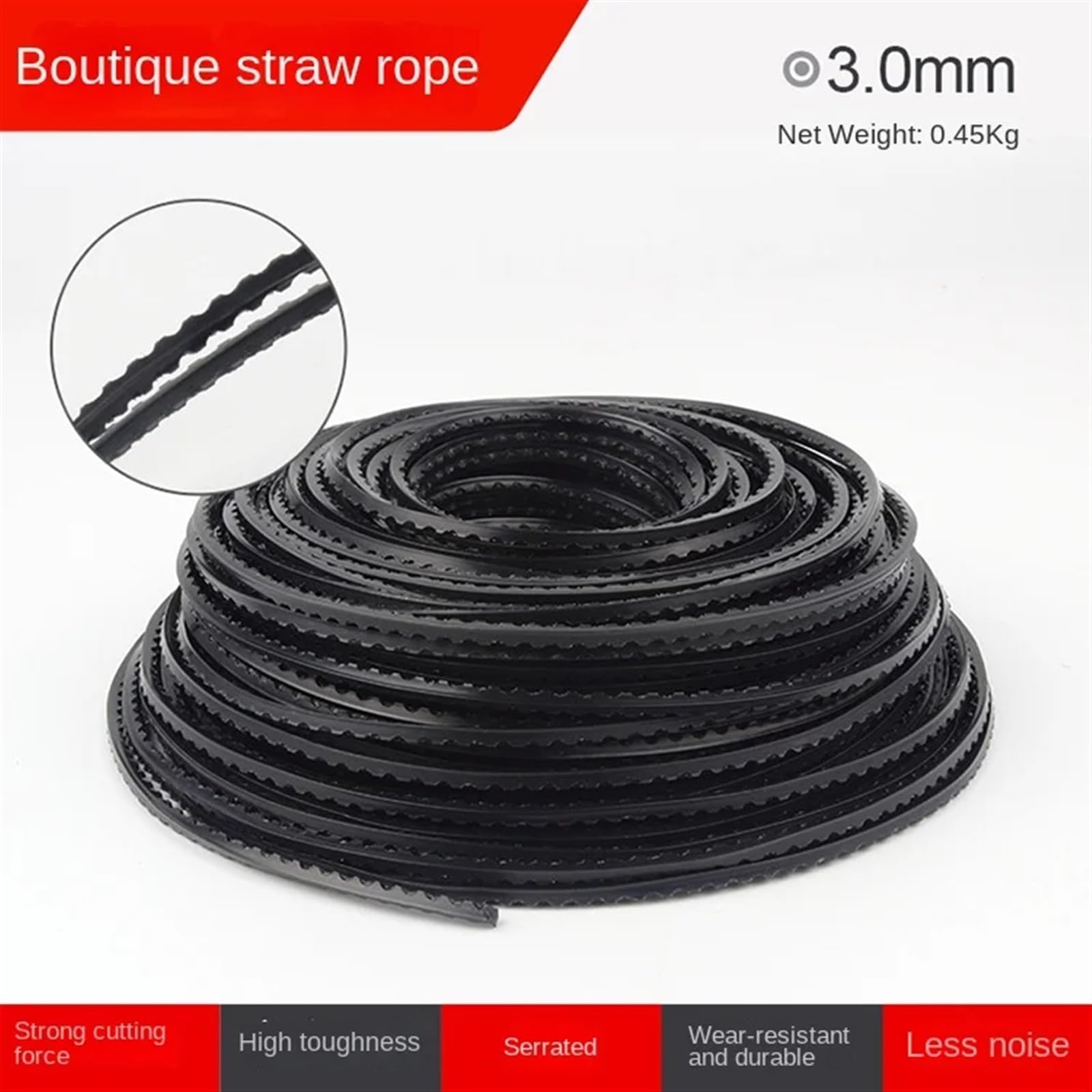 Ligne de Trimmer Strimmer Tondeuse Ligne de Coupe Corde de Paille désherbage débroussailleuse Fil d'acier Torsion dentelé Rond et carré Accessoires de Corde en Nylon(Nylon Serrated)
