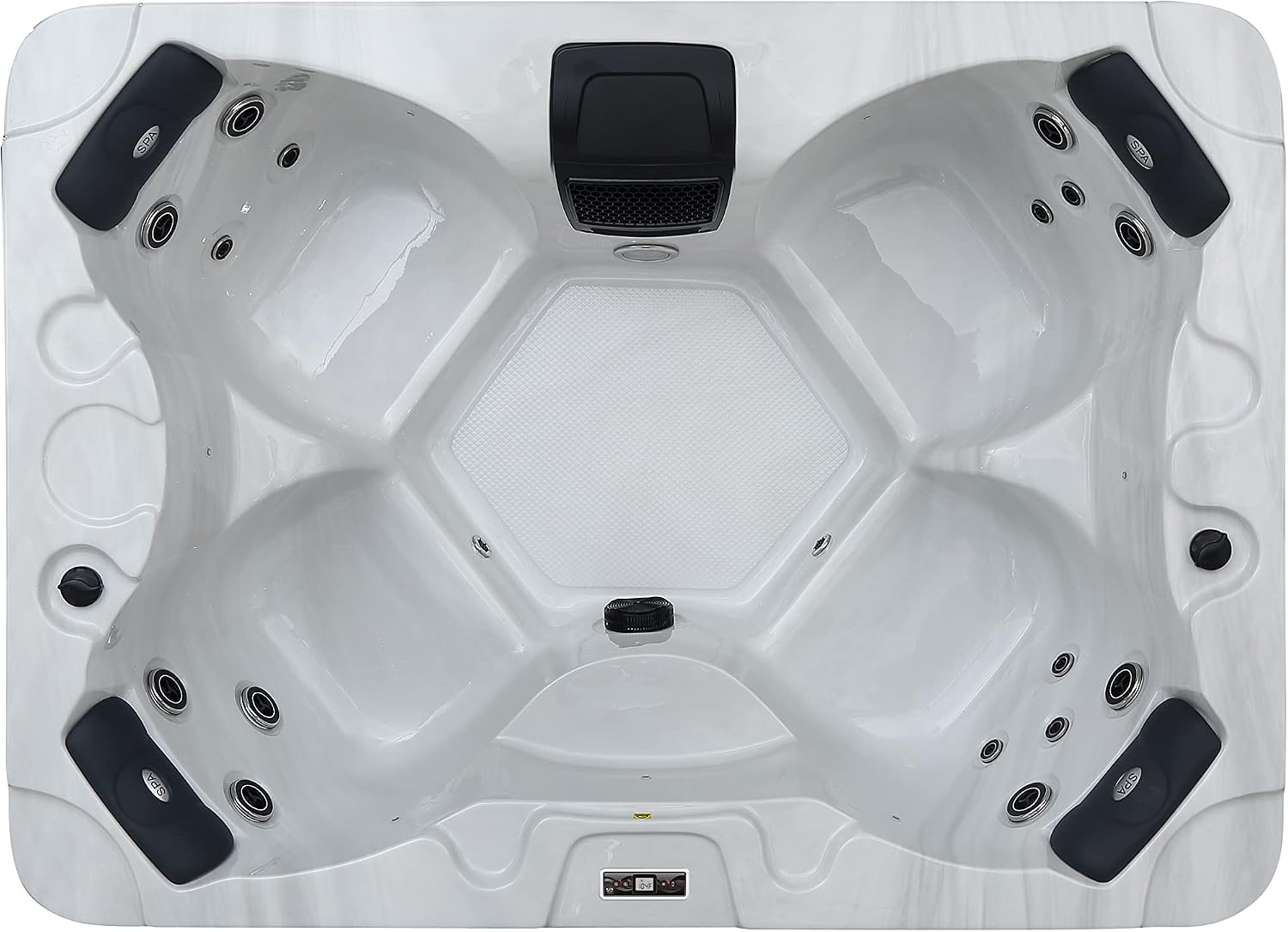 Empava Luxury Outdoor Hot Tub 4 Person Whirlpool Outdoor Spa Tub Freestanding Bathtub, 83IN 16 Jets Massage Rectangle Relaxing Home Garden Hot Tub Spa with LED Lights & Cover, Black