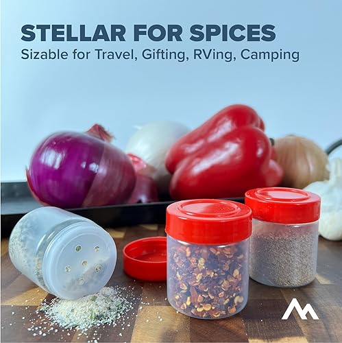 Miniatura 3 de Pinnacle Mercantile Paquete de 9 frascos de especias de plástico de 1 onza con tamiz y tapa