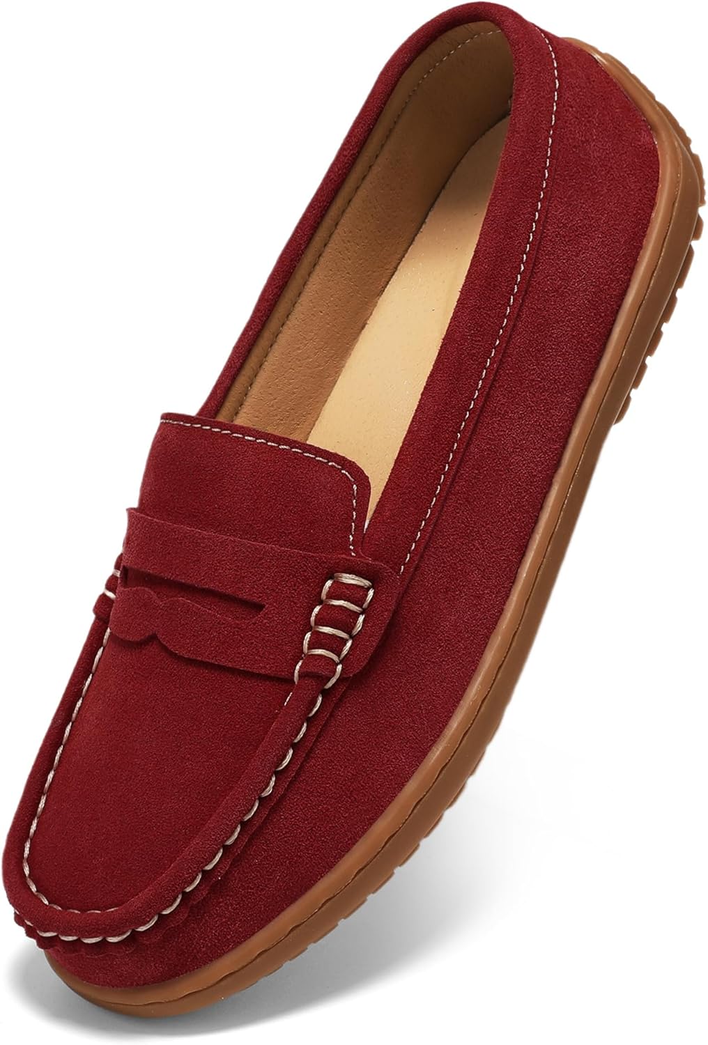 BEAUSEEN Women's Penny Loafers Slip-On - Lightweight Breathable Suede Driving Moccasins,Cute Business Casual Dress Shoes for Work & Travel