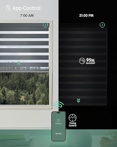 Miniatura 152 de Persianas de cebra motorizadas Yoolax compatibles con Alexa, persianas motorizadas con control remoto, persianas eléctricas inteligentes automáticas