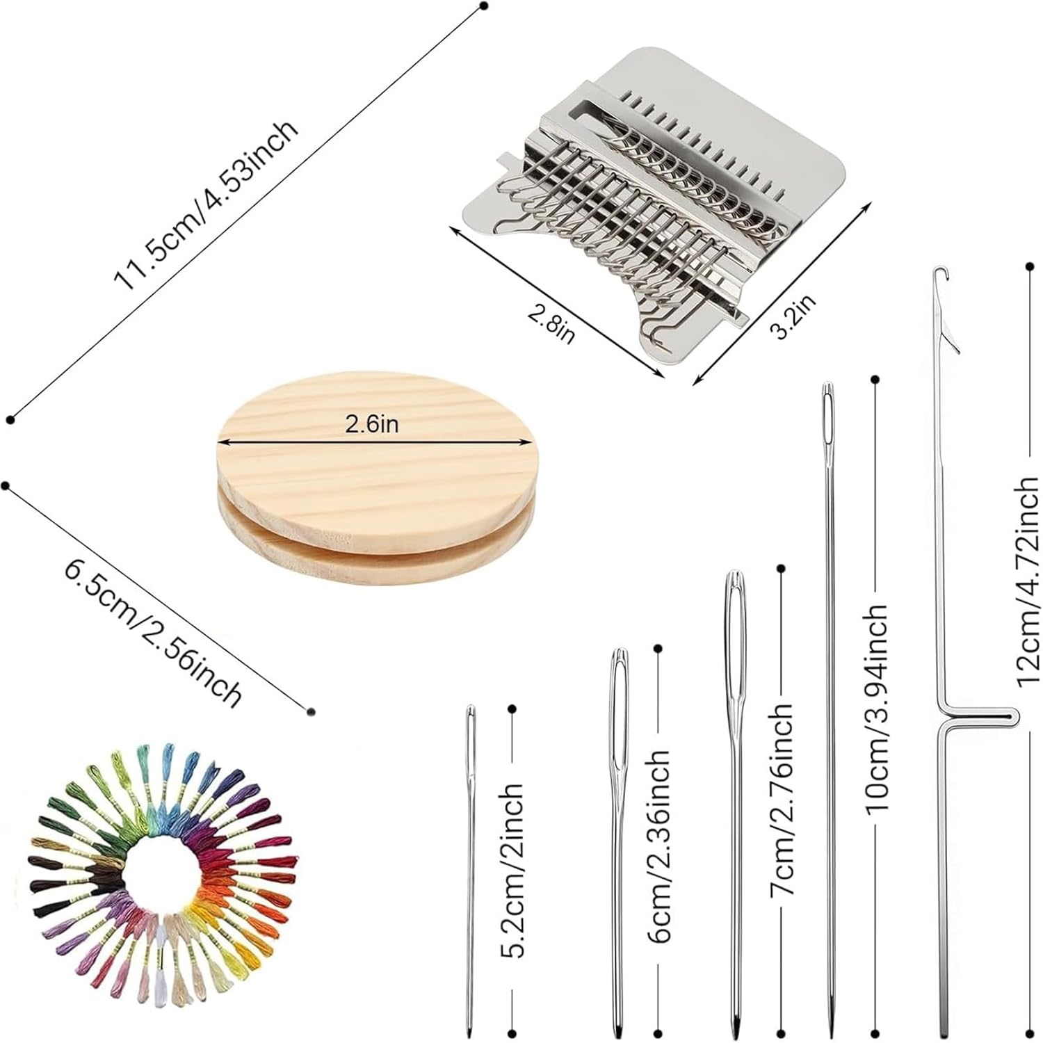 Knit Patch Loom Kit Patchmaker 2.0，Portable Mini Darning Loom Weave Tool Knit Patch Loom Kit Patchwork Weaving Tool Set for Quickly Sewing Repair on Socks Clothes Jeans (14 Hooks)