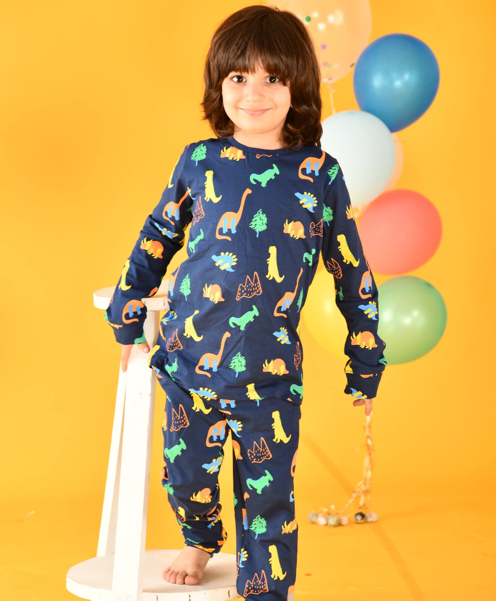 Anthrilo Cotton Blend Dinosaur Fun Navy Pyjama Set (6-12 Months_Multicolored) - Image 6 thumbnail