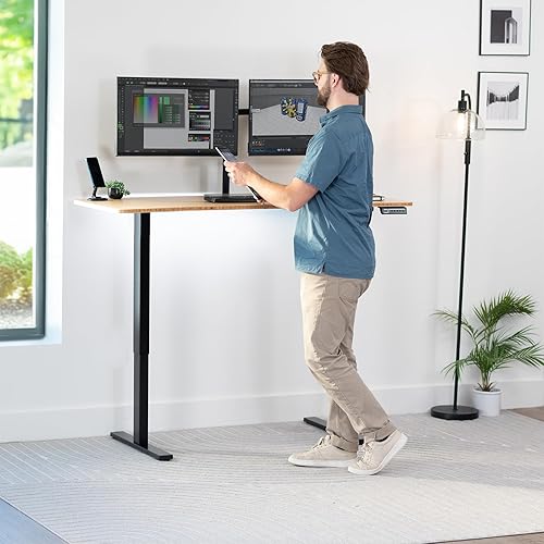 Vista 182 de VIVO DESK-TOP60G - Mesa universal de una pieza de 60 x 24 pulgadas, color gris oscuro, para marcos de escritorio estándar y sentados a pie, altura