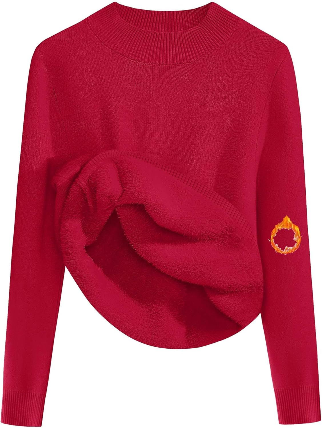 Zeagoo Women's Fleece Sherpa Lined Sweater Mock Neck Long Sleeve Thermal Shirt 2026 Fall Winter Fuzzy Knit Jumper Tops S-XXL