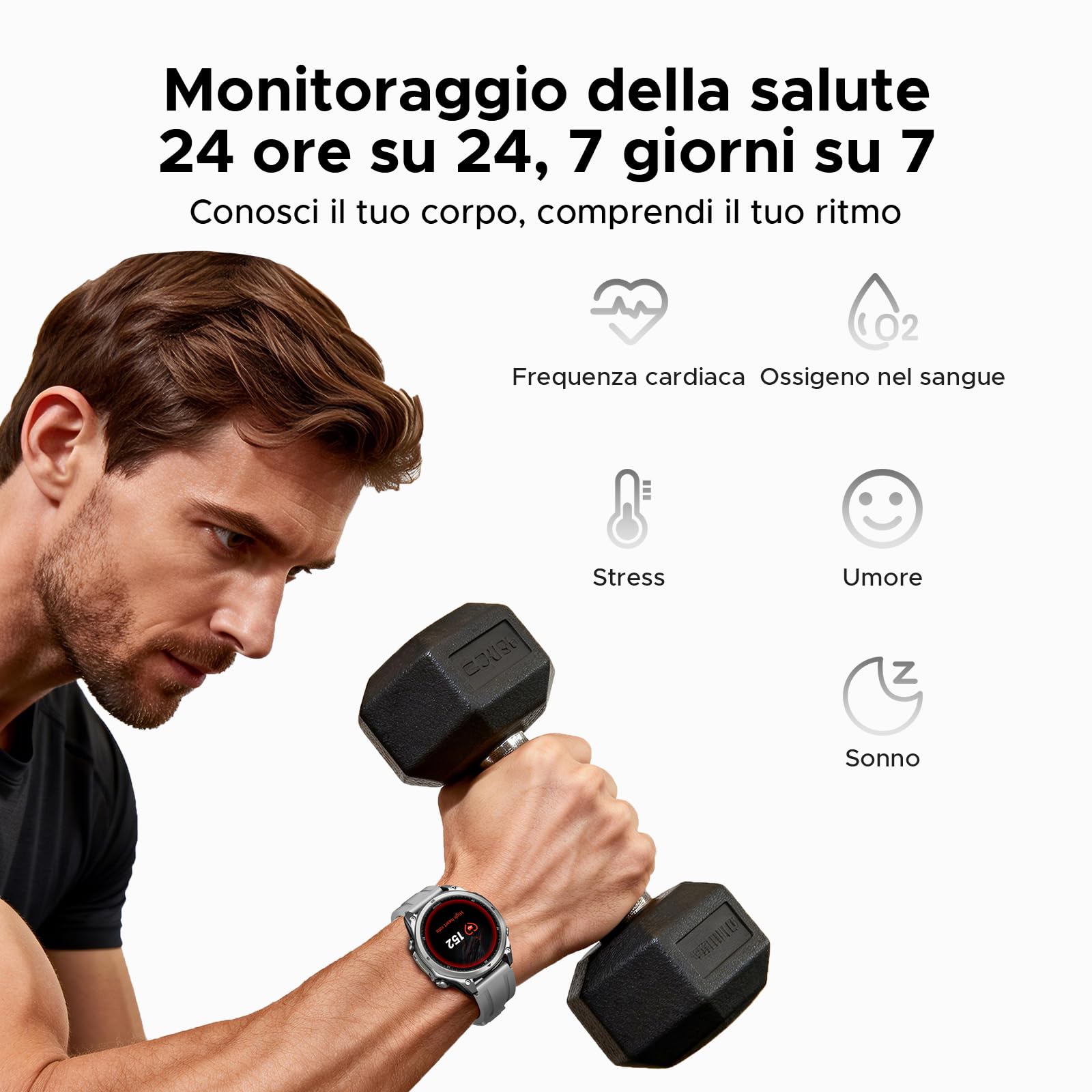 ANYWISE W1 LITE Smartwatch uomo,1.43''AMOLED Rugged Smartwatch Per Android/IOS, 5ATM Fitness Tracker,170+Sports Modes, Answer/Make Calls/12 Days Battery/Heart Rate/SpO2/Sleep Monitor