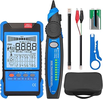 YGiTK Network Cable Tester PoE Cable Tester & NCV for CAT5 CAT6 CAT7 CAT8, Ethernet Wire Tracer Test Length Measurement