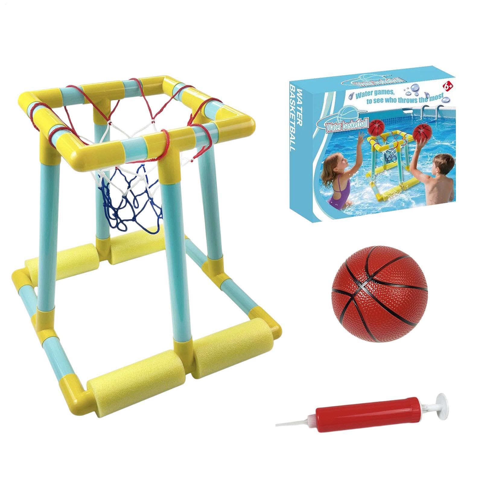 Pool-Basketballkorb, schwimmendes Pool-Spielzeug mit Basketball und Pumpe, Sommer-Freibad-Spiele für Kinder und Erwachsene, Familien-Party-Spiele, Spielzeug