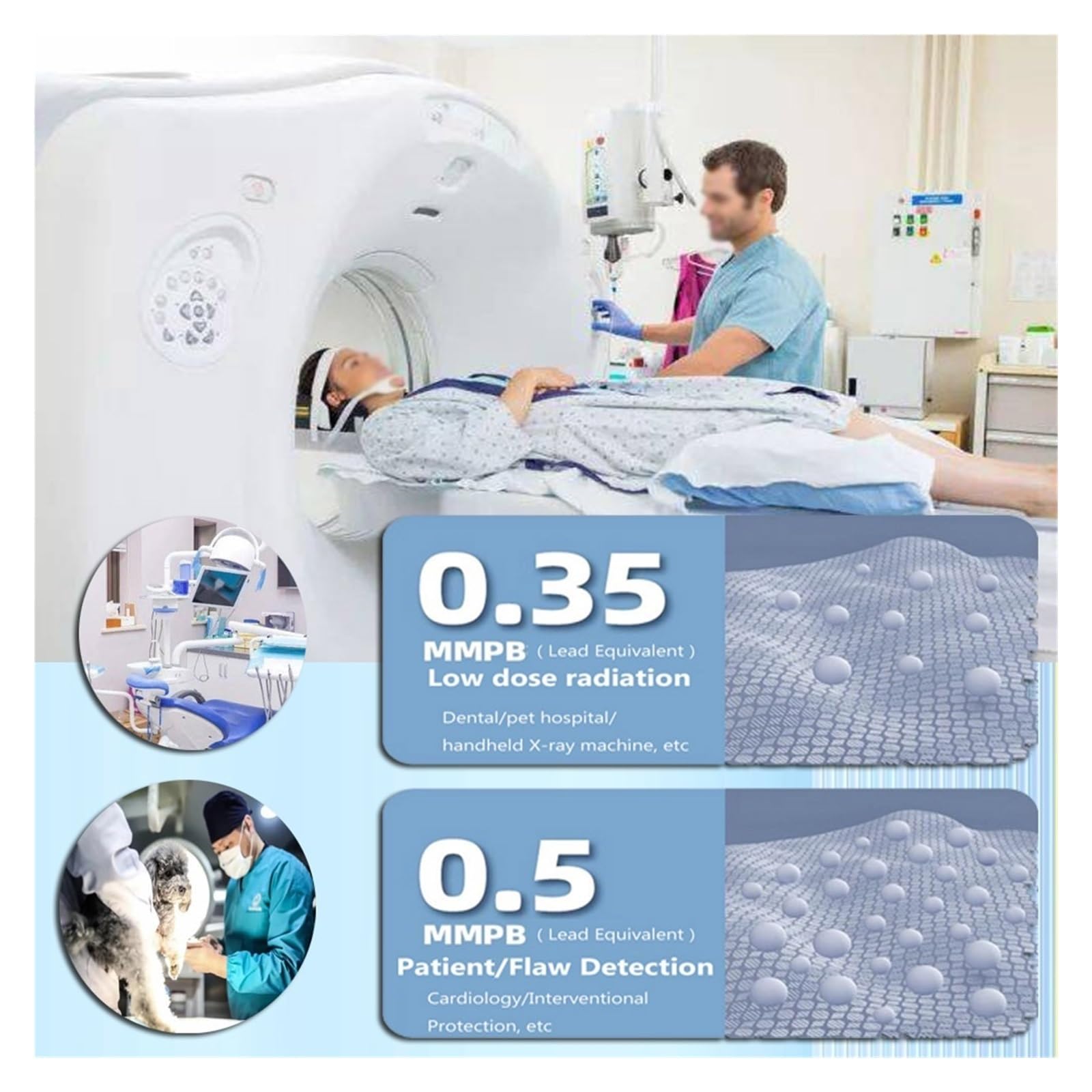 Bleischürze Strahlenschutz-Blei-Halbdecke, Röntgenschutzdecke Für Zahnarzt-Röntgengeräte, Radiologie-Ausrüstungslabor(0.5 mmpb,50X60CM)