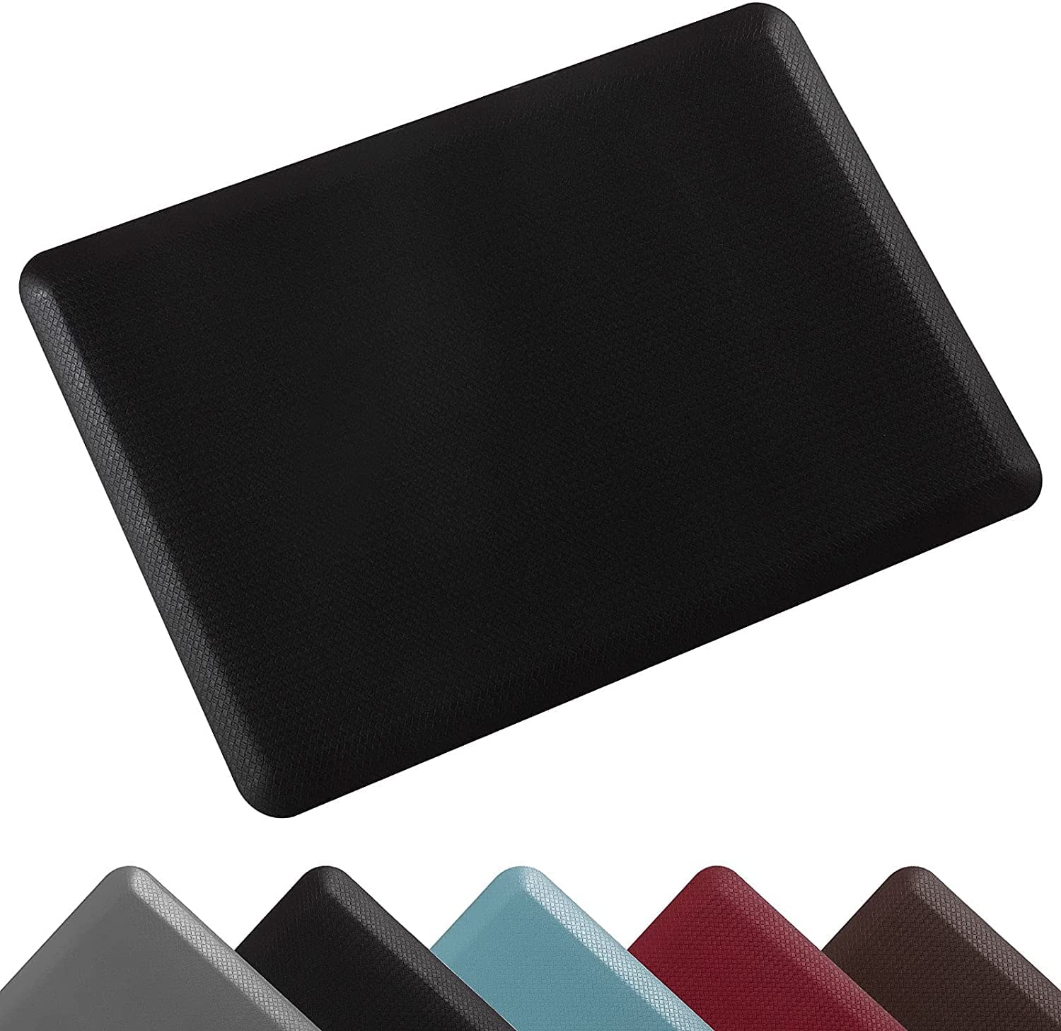 Carvapet Tapis de cuisine antidérapant, anti-fatigue, rembourré, confortable, en PVC imperméable, pour bureau, cuisine, bureau (noir, 44 x 70 cm)