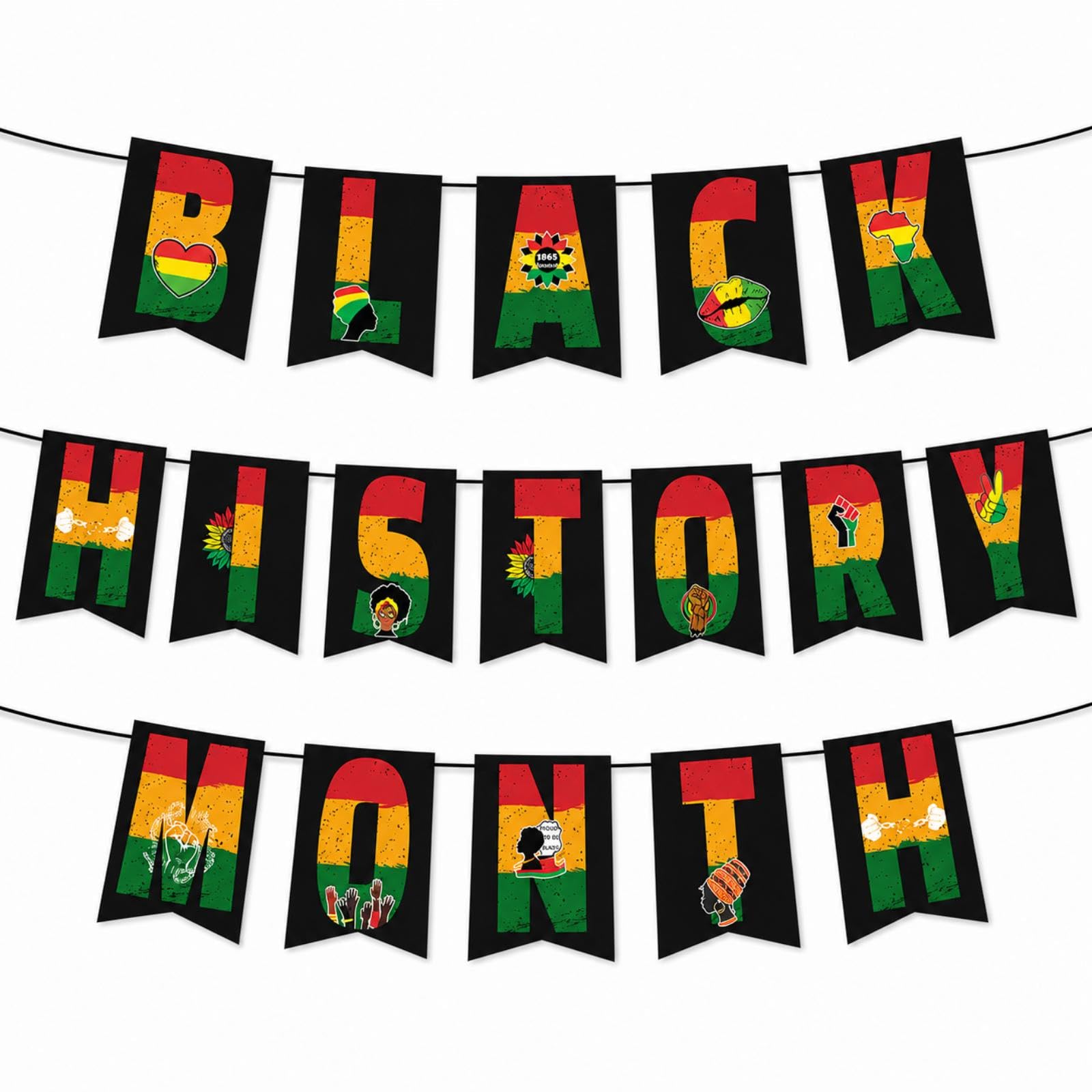 Black History Month Letter Banner, Black History Month Paper Bunting Decor