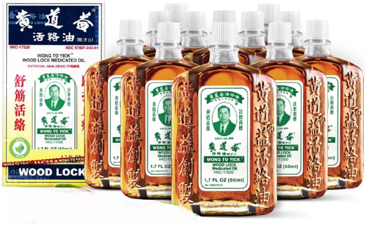 Case Set - Dozen Wong to Yick Essential Medicated Oil - 12 Chai Dau Nong Xoa Bop Xuong Khop - 50mL per Bottle with 12 Bottles per Order - Product of Hong Kong
