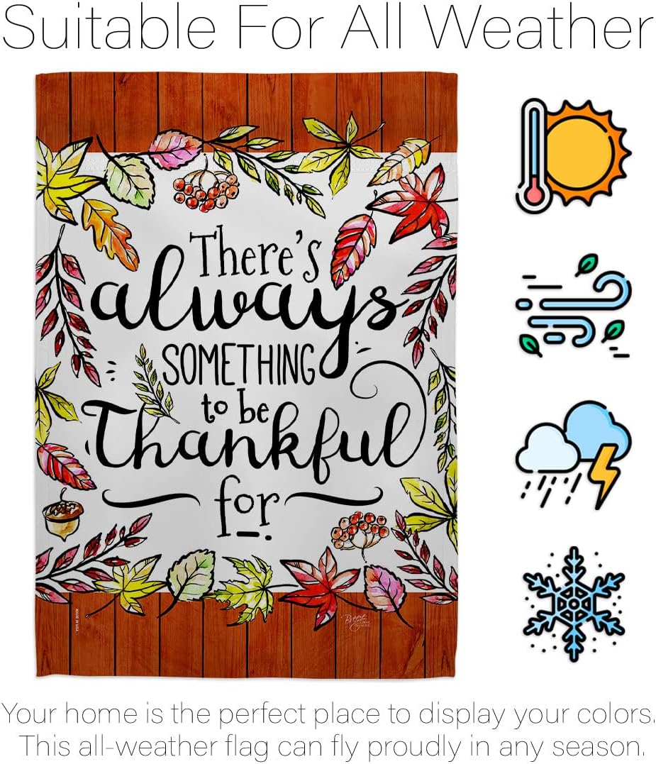 Breeze Decor Always Something Thankful Garden House Flag-Set Fall Harvest & Autumn Scarecrow Pumkins Sunflower Leaves Season Autumntime Gathering Banner Small Yard Gift Double-Sided, Made in USA