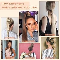 Vista 2 de SEIKEA Extensión de cola de caballo con clip de 28 pulgadas para envolver la cola de caballo larga y recta, pieza de cabello sintético para mujeres