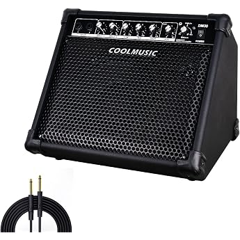 Coolmusic, DM30 AMP 30 Watt Electronic Drum and Keyboard Amplifier with Aux Input and Bluetooth, 2 Inputs, 3 Band EQ and DI O