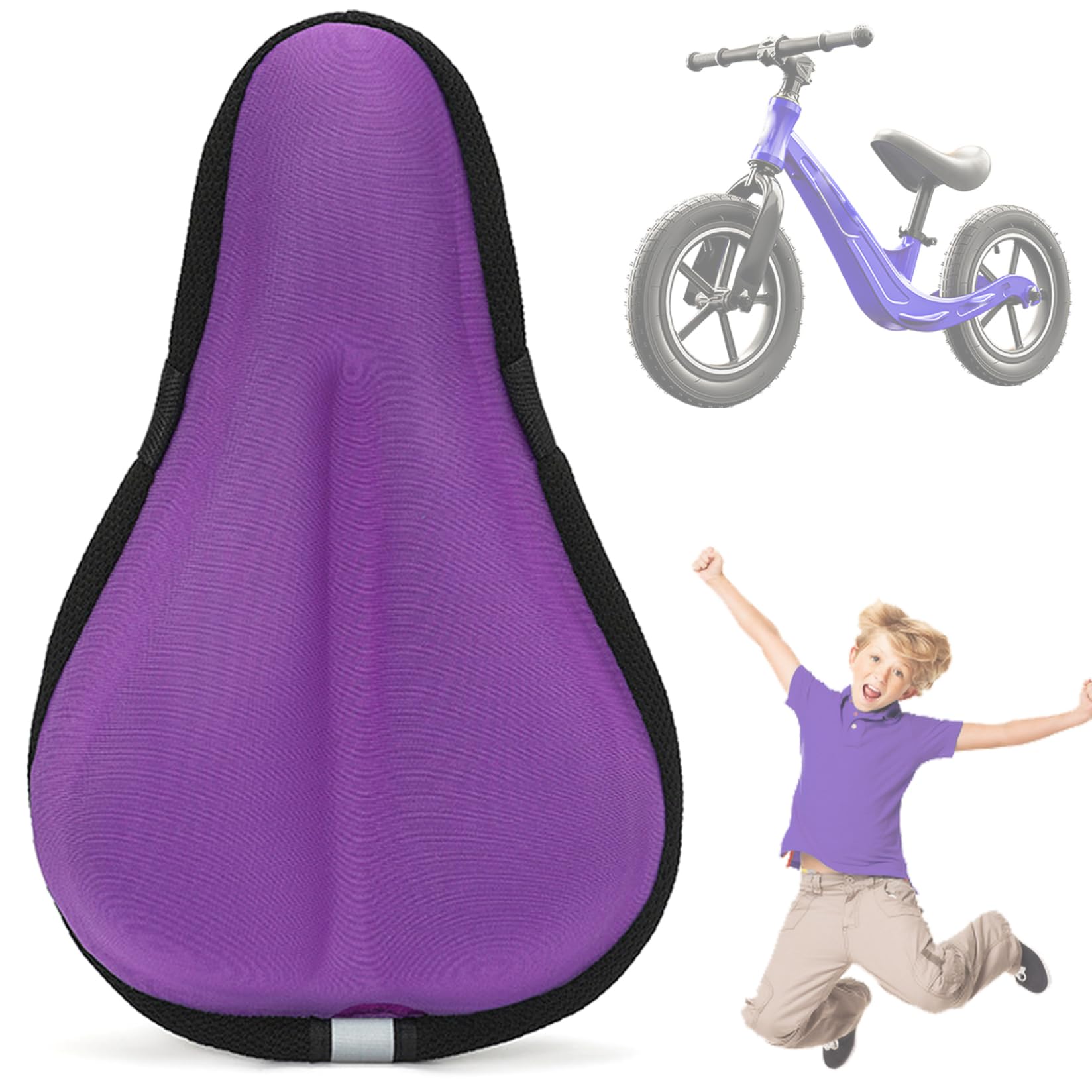Dobufeet Kids Bike Seat Cushion, Anti-Slip Wear-Resistant Soft Bike Seat Cushion for Kids, Shock-Absorbing, Breathable & Comfort.