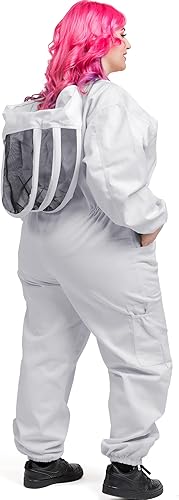 Miniatura 4 de Bees & Co U74P Plus Traje de apicultor de algodón natural con velo de esgrima, 4XL, blanco