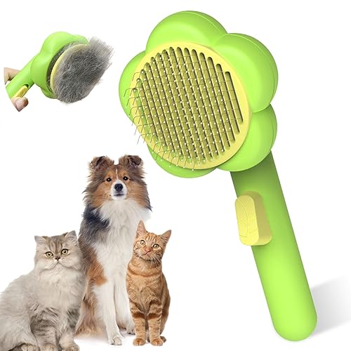 Ptlom Cepillo de aseo para mascotas, cepillo de desprendimiento de gatos, peine para gatos de pelo corto y largo, gatitos y perros, cepillos para