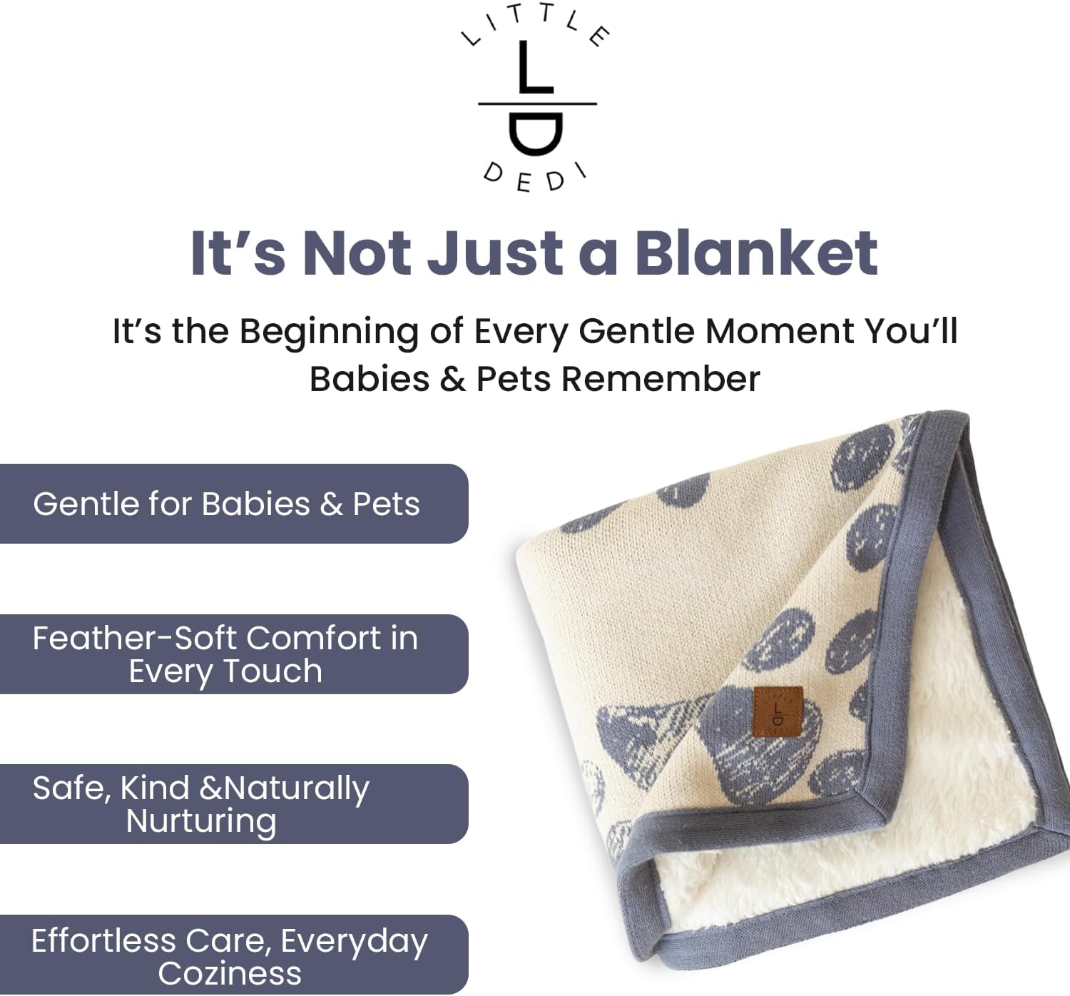 Small Pet Blanket - 100% Organic Cotton, Double Layer Plush Sherpa, Soft Plush, Blue Paw Jacquard Knit, 30"x38", Small Dog Blanket, Ideal Cat Blanket - Soft and Warm - Image 4