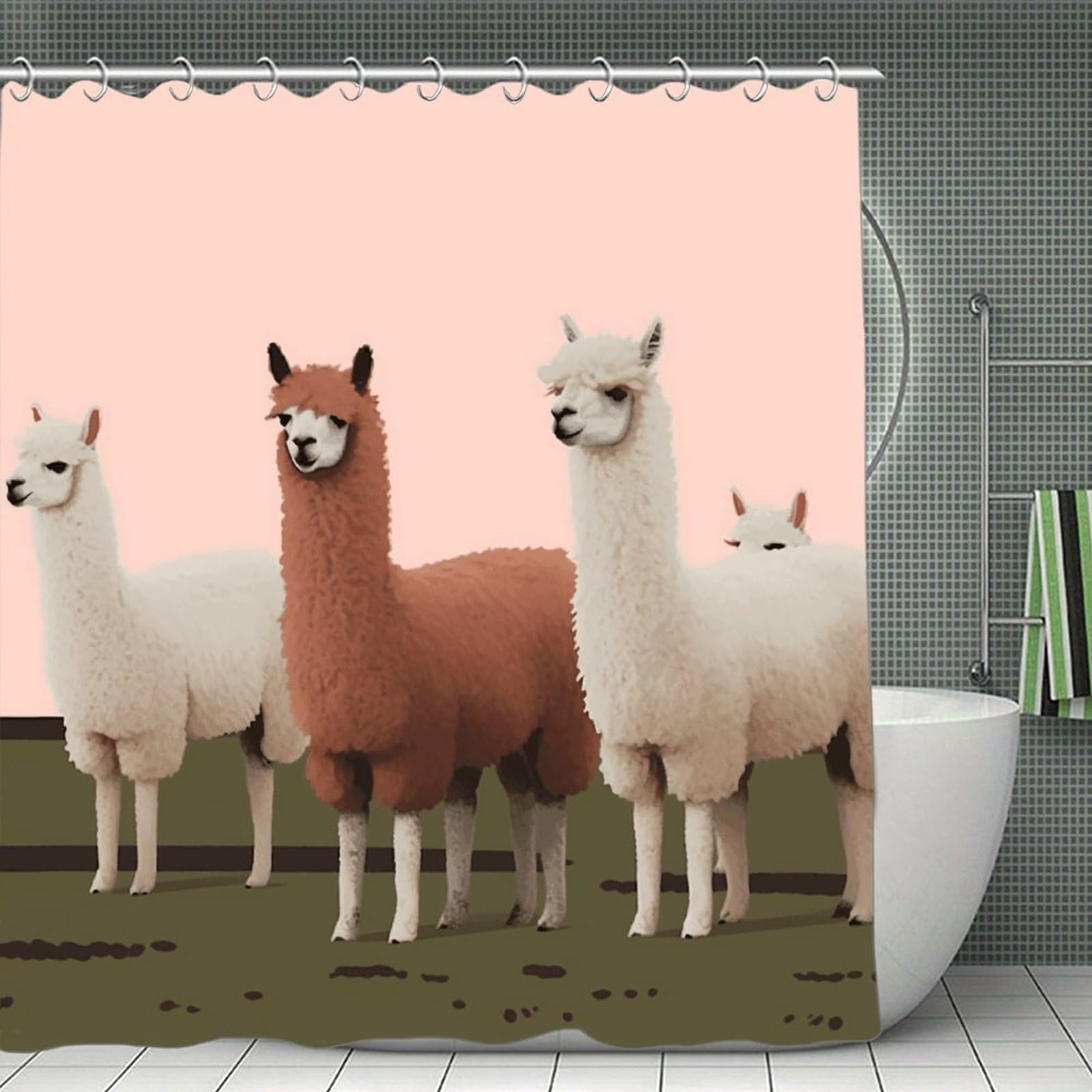 VstaDank Alpacas Shower Curtain 71x71 Heavy Duty Polyester Cloth Bath Curtain with Hooks Thick Waterproof Shower Liner Fun Magic Decorative Bathroom Curtains for Bathtub