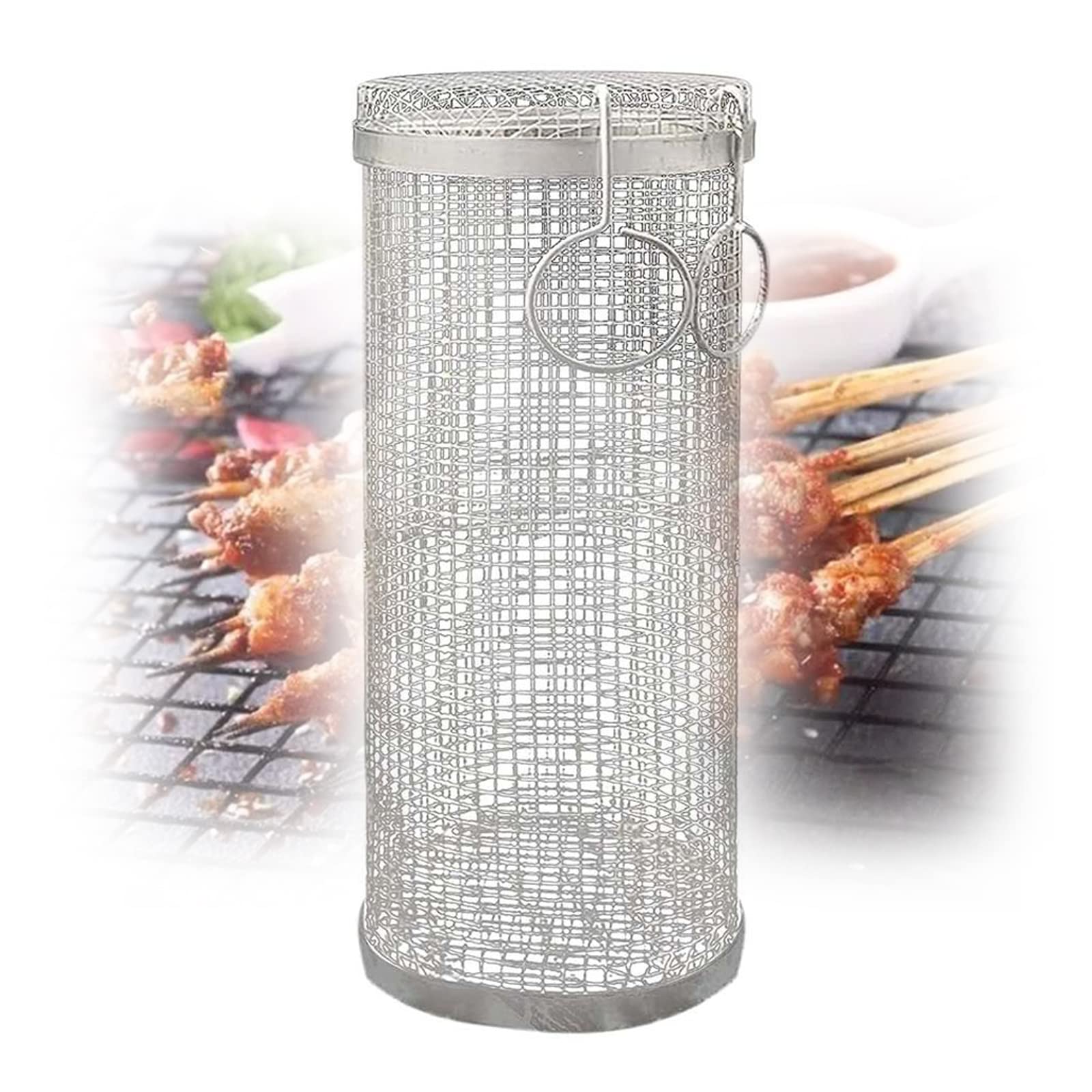 Cestello per arrosti in Acciaio Inox per friggitrice ad Aria - Accessori per teglia e Tamburo Rotante per Arachidi, Noci e mandorle - Perfetto per Snack salutari e per la Cottura al Forno (t