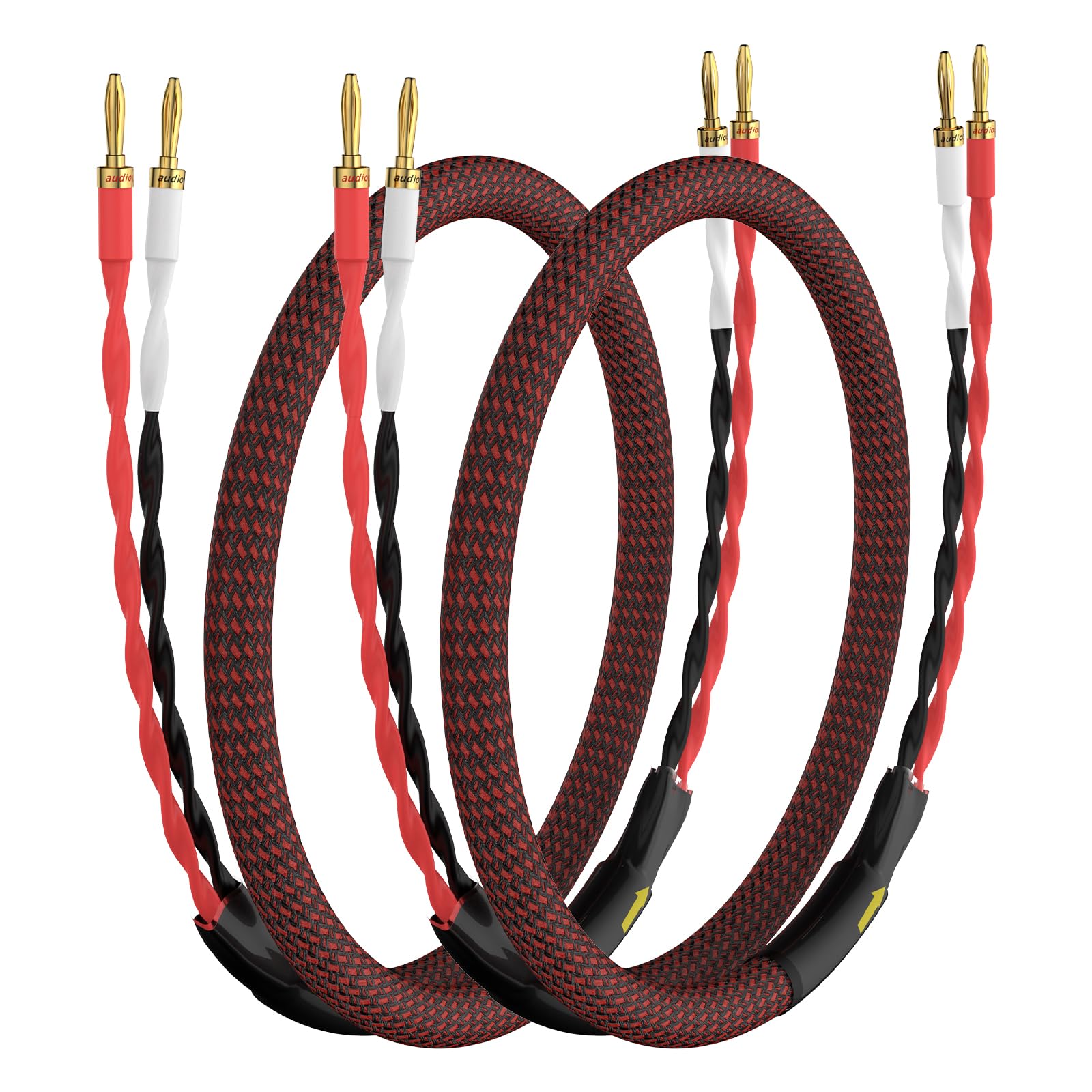 High End kabel głośnikowy HiFi - miedź beztlenowa, 4 x 2,81 mm² (15 AWG), mosiądz pozłacany wtyk bananowy (1 para) - 2,5 m / 8,2 FT