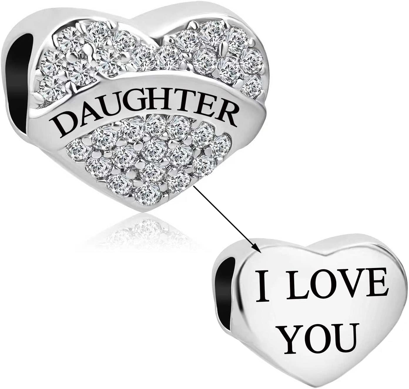 NARTGO Heart Love Mom Dad Sister Bestie Grandma Auntie Daunghter Charm with Sparkling Clear Cubic Zirconia Compatible with Pandora Charms Bracelets