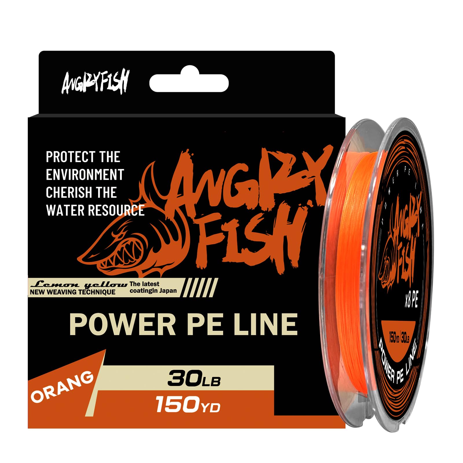 ANGRYFISH 8 Strand Braided Fishing Line, Hi Vis PE Fishing Line, 6LB-50LB