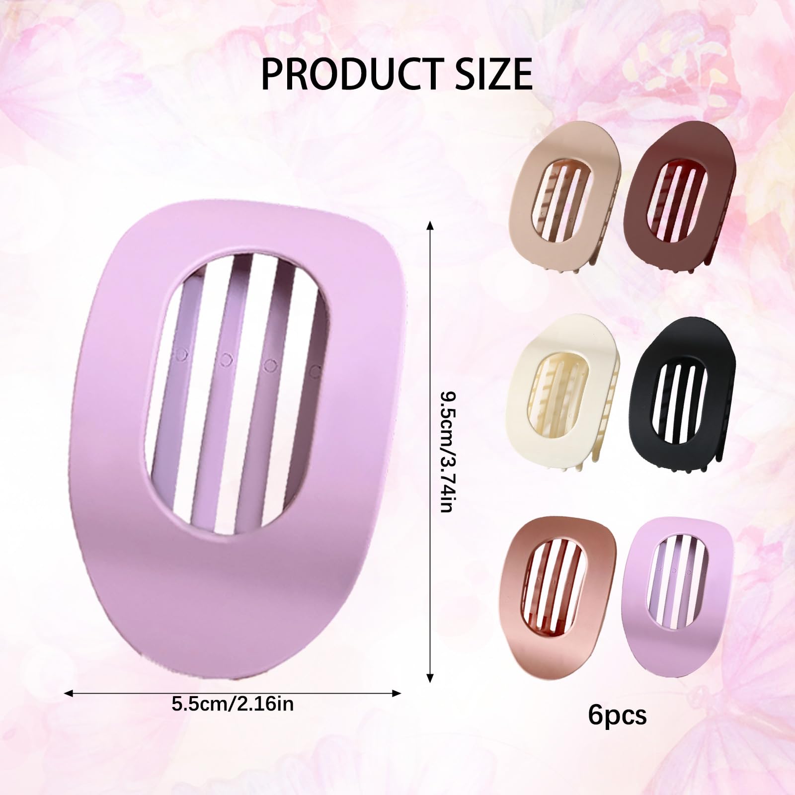 6PCS Flat Hair Claw Clips - Image 2