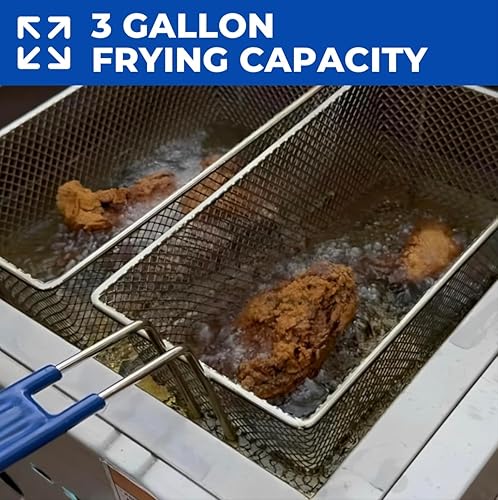 Miniatura 4 de Carro para Freidora Profunda de 2 Cestas de Alta Resistencia  Tanque Único de 3 Galones  Mesa de Vapor de 2 Bandejas  Portátil de 4 Ruedas  Acero