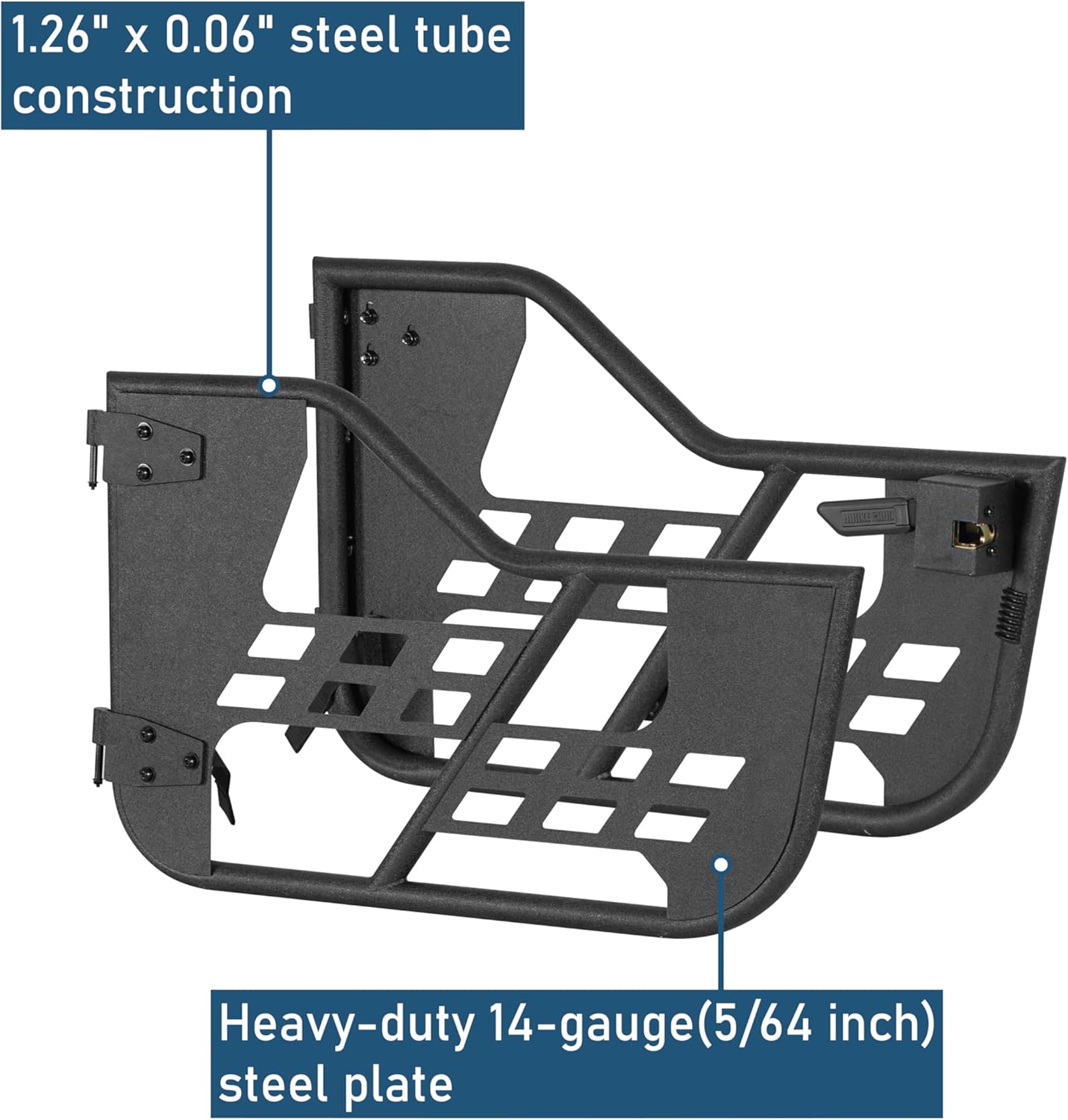 Hooke Road Wrangler Tube Half Doors for 1976-1995 Jeep CJ-7 & Wrangler YJ, Summer Open-Air Trail Doors with OE-Style Latches, Heavy-Duty Steel