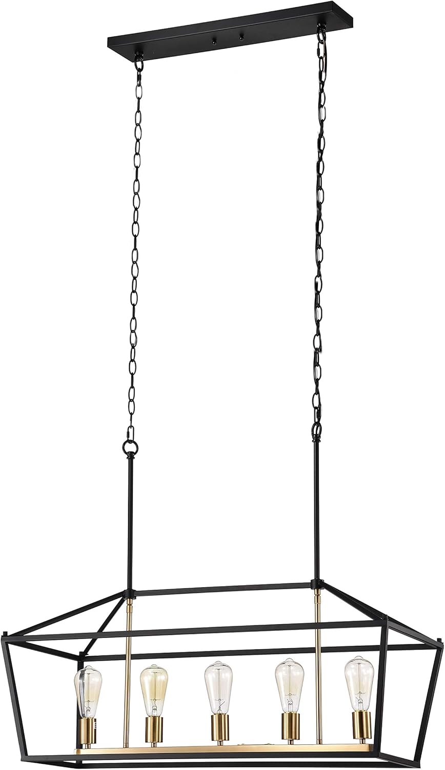 Chloe Lighting IRONCLAD Industrial 5 Light Textured Black Island Pendant Ceiling Fixture 36" Wide