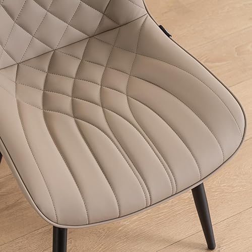 Miniatura 7 de YOUNUOKE Juego de 2 sillas de comedor modernas de mediados de siglo, cómodas sillas tapizadas de piel sintética para cocina, comedor, color caqui