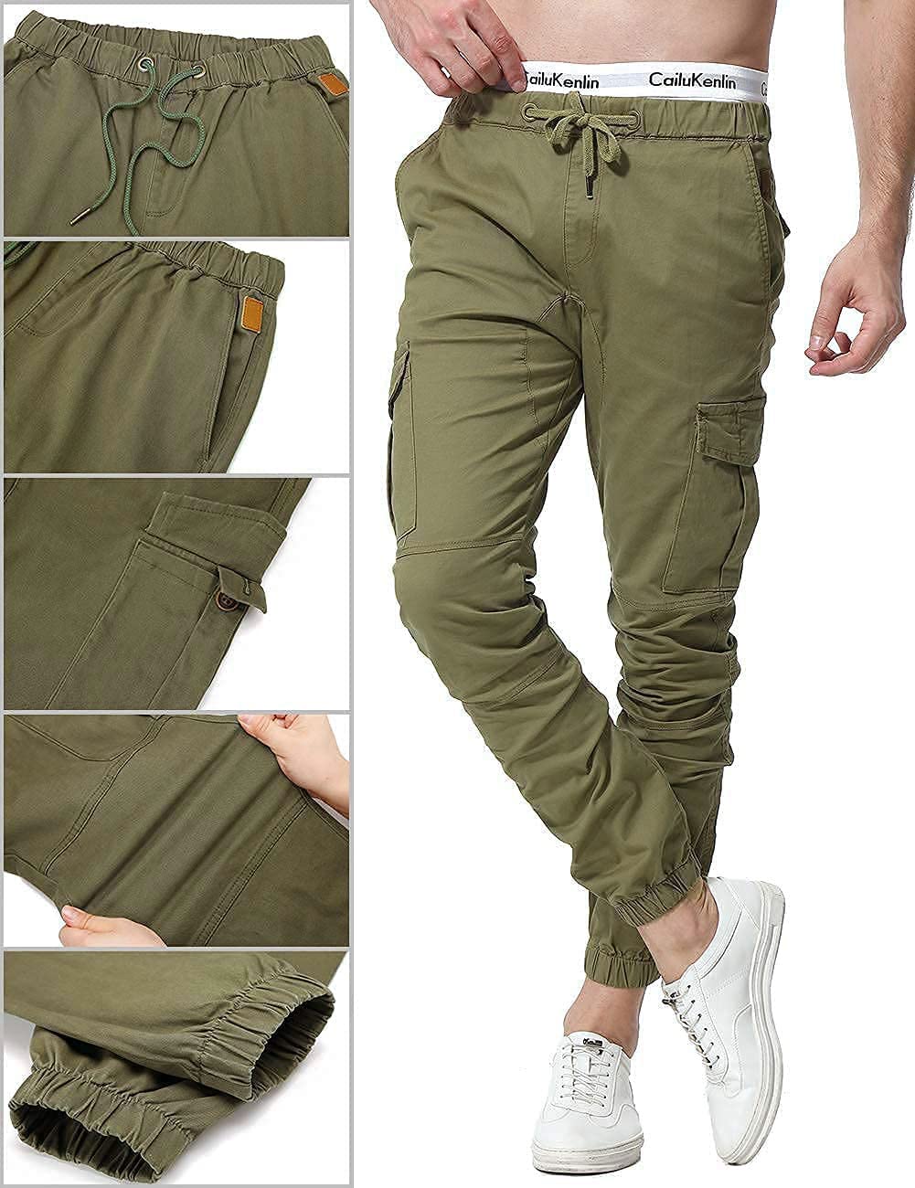 Zoerea Pantaloni Uomo Lunghi con Coulisse Tasche Laterali Maschio Cargo Pants Casual Sport Trousers